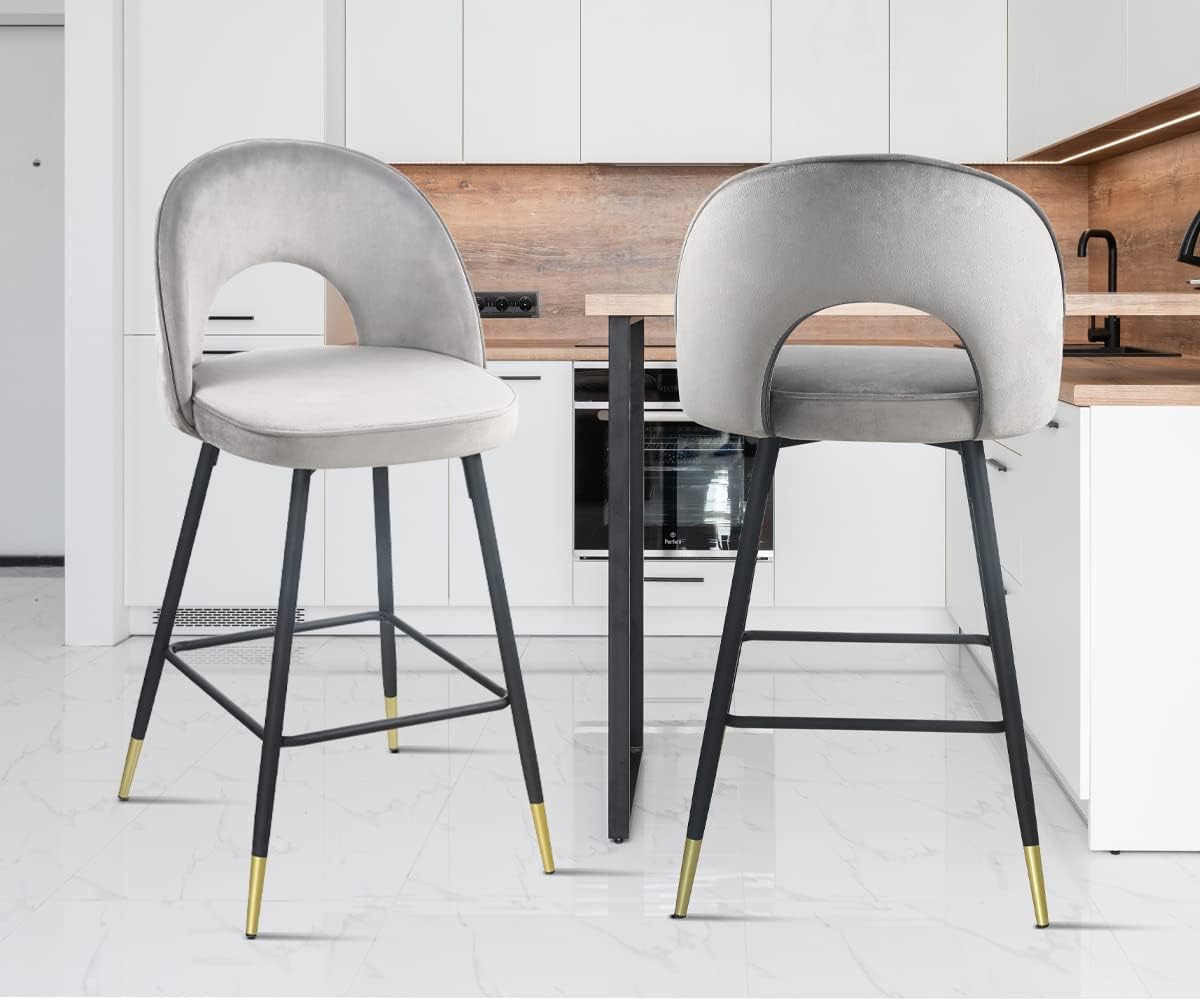 Blue Velvet Counter Height Bar Stools Set of 2 G526264