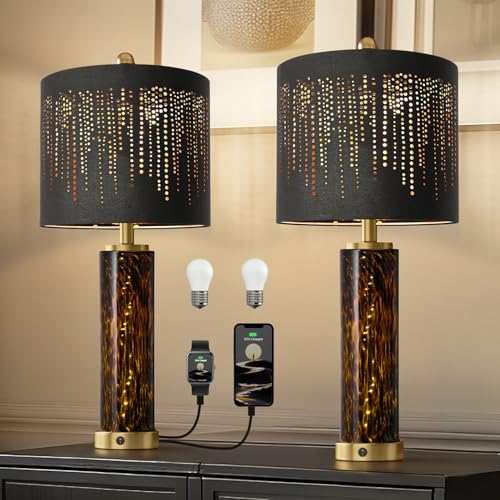 Modern Table Lamps Set of 2 Gold with Crystal Nightlight S626625