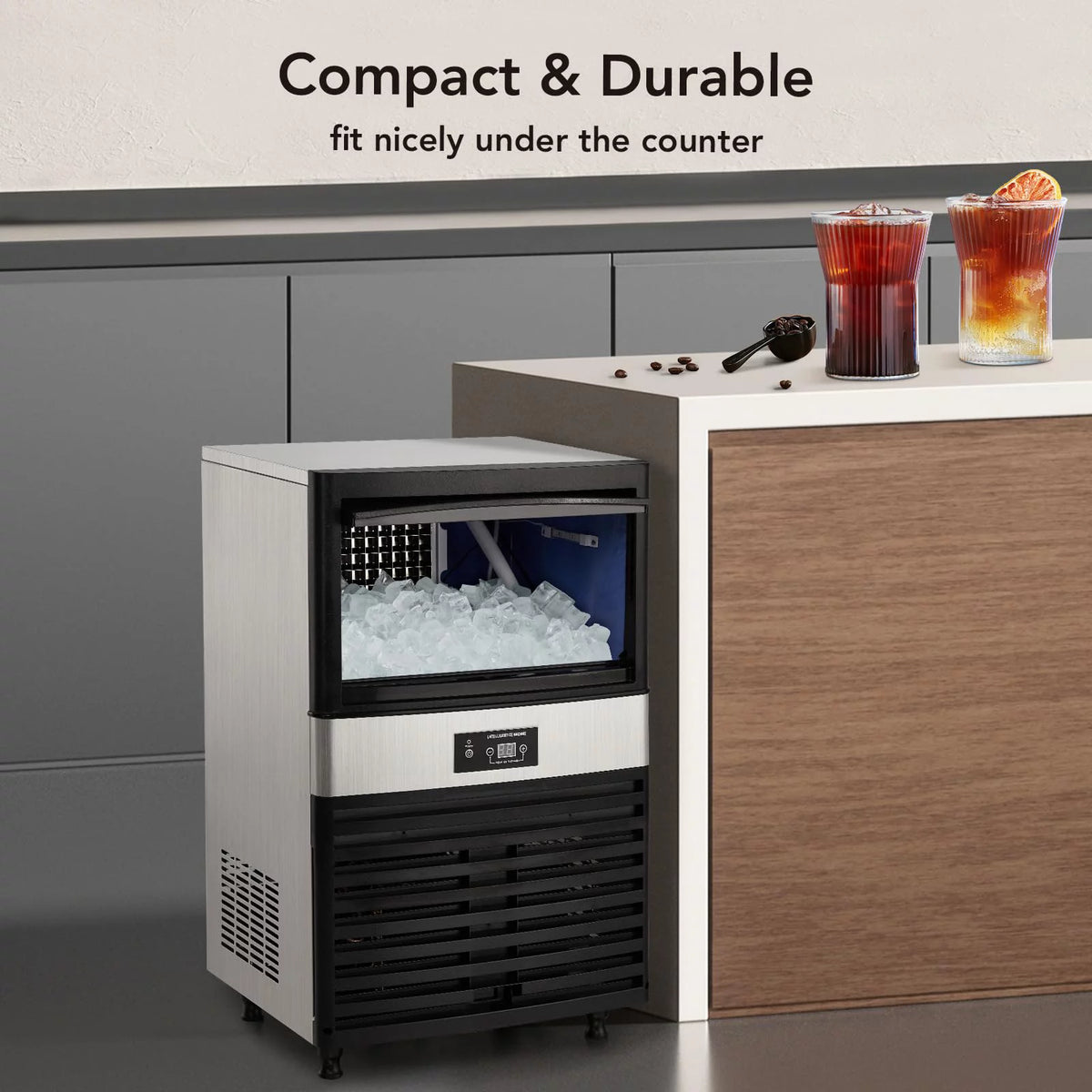Commercial Stainless Steel Ice Maker with 44lbs Ice Storage P7226