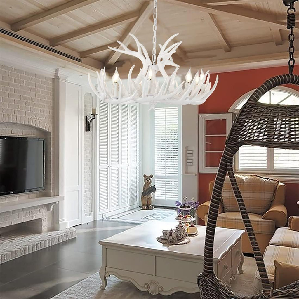 White Antler Chandelier 12 Antlers 9 Lights Y5561
