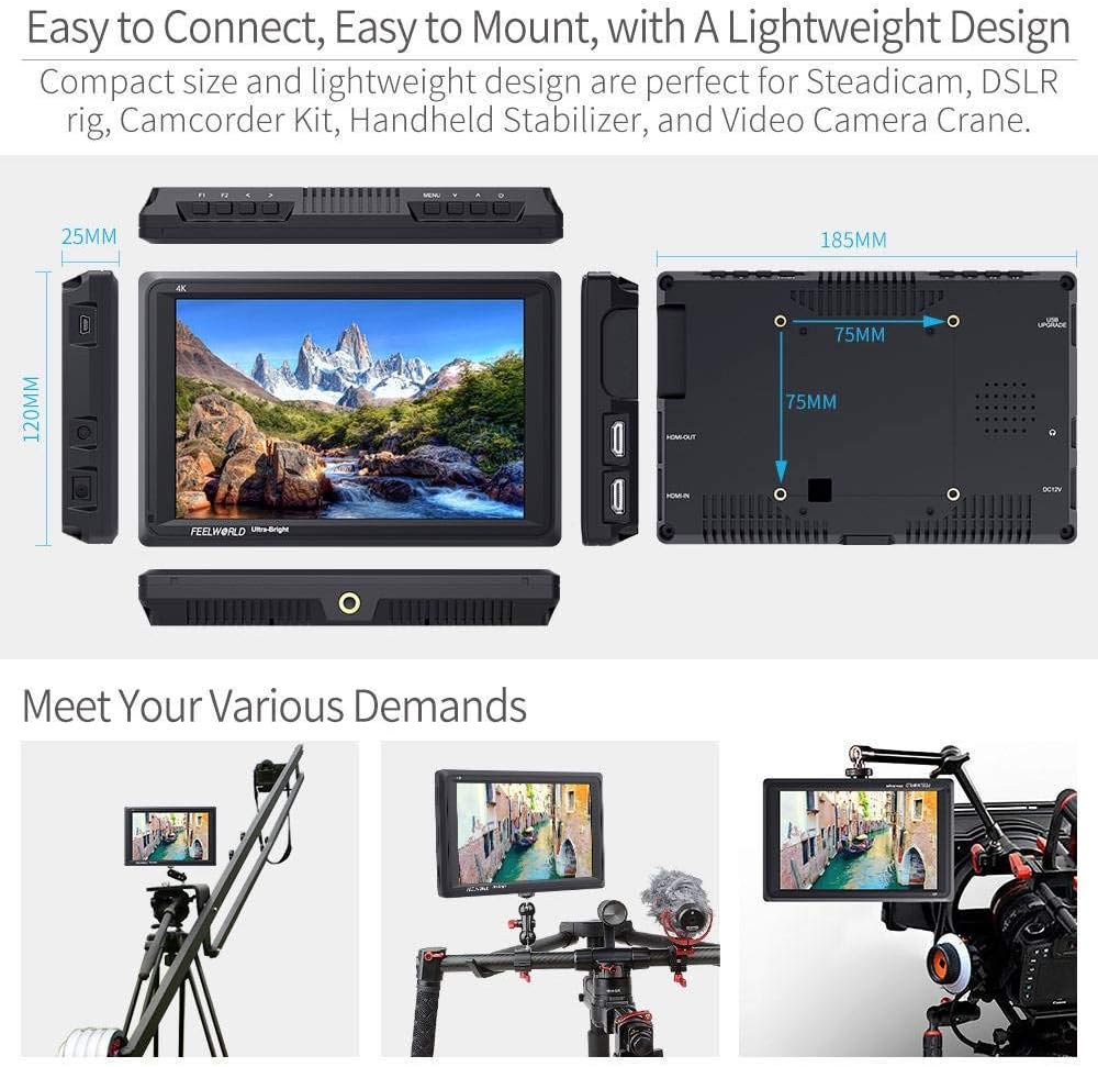 7 Inch 2200nit DSLR Camera Field Monitor Full HD 4K HDMI F6666