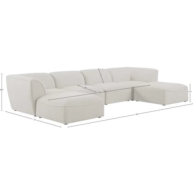 Cream Linen Textured Modular Sectional C867