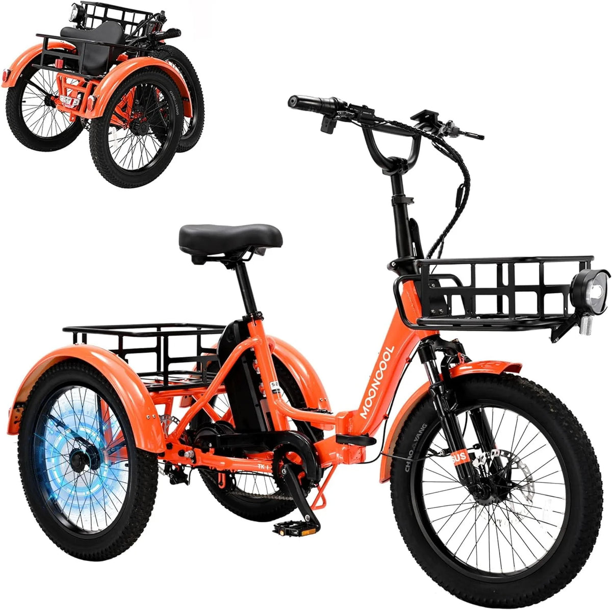 350W 7 Speed 3 Wheel Electric Tricycle with Rear Basket M575