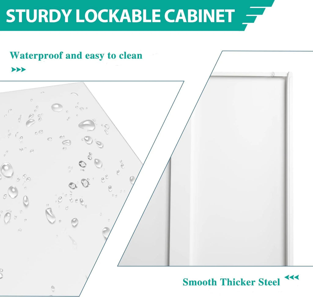42 In White Metal Storage Cabinet with Locking Doors and 2 Adjustable Shelves C889226