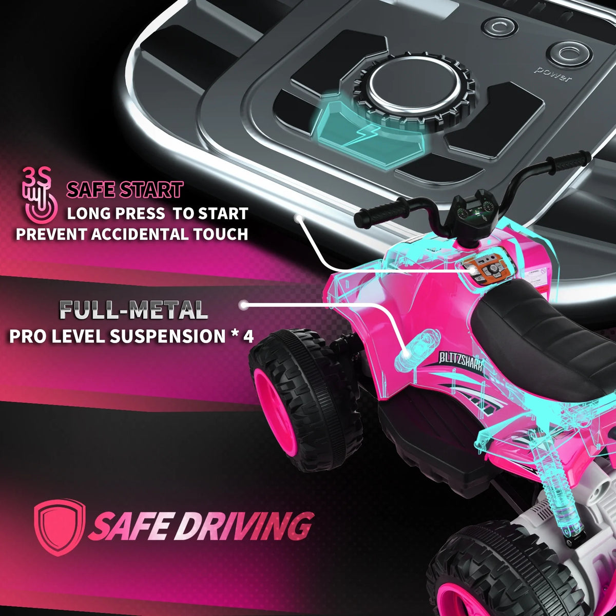 24V Kids Ride on ATV 4WD Quad 4-Wheeler F872