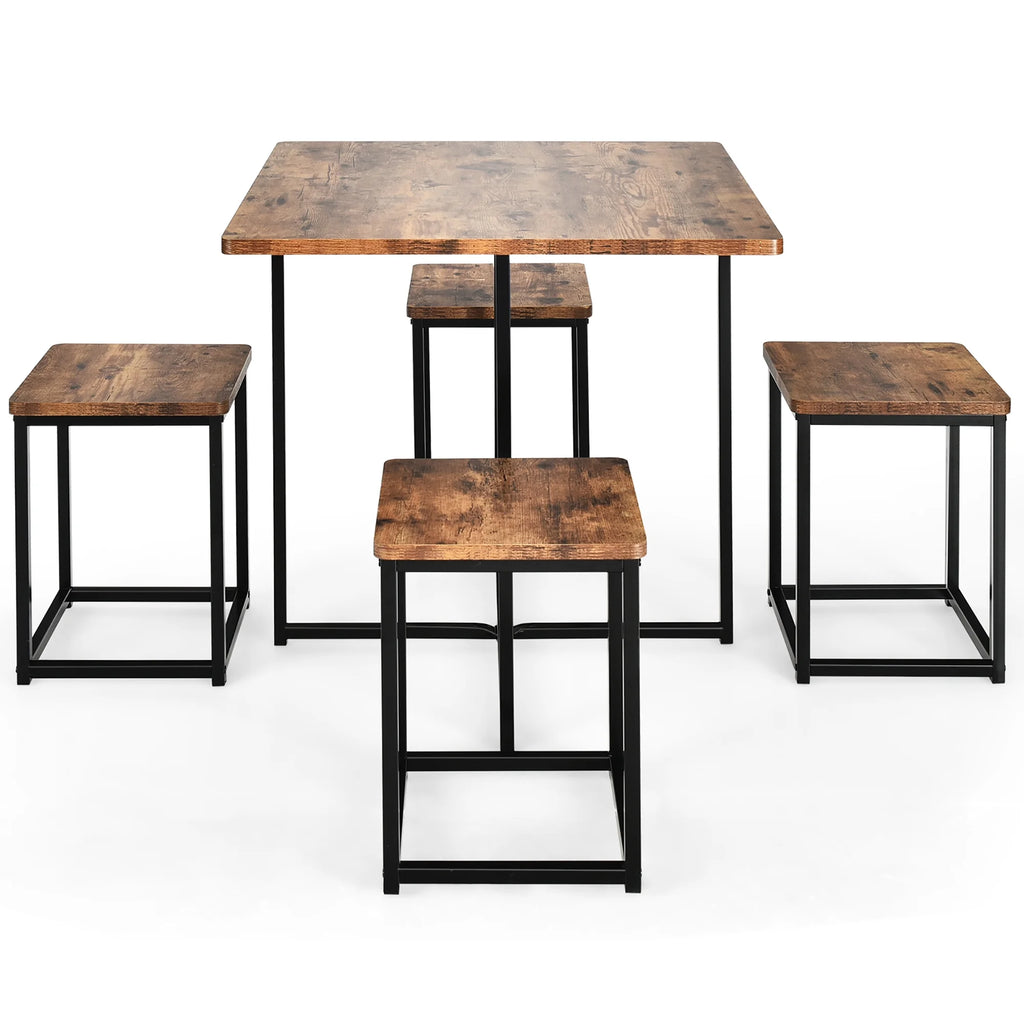 5 Pc Dining Table and 4 Stools Metal Frame Y48218