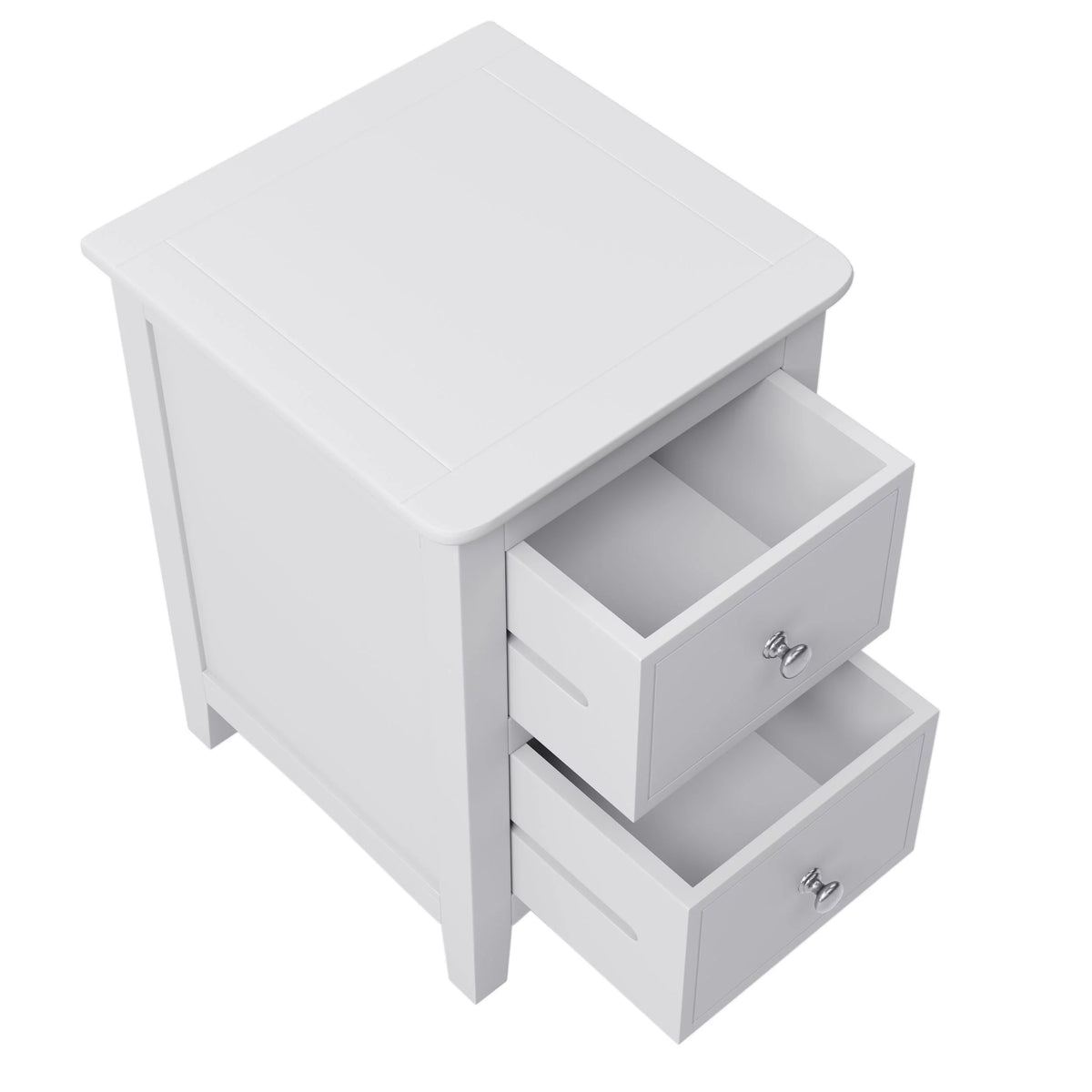 White 2 Drawers Solid Wood Nightstand End Table M637