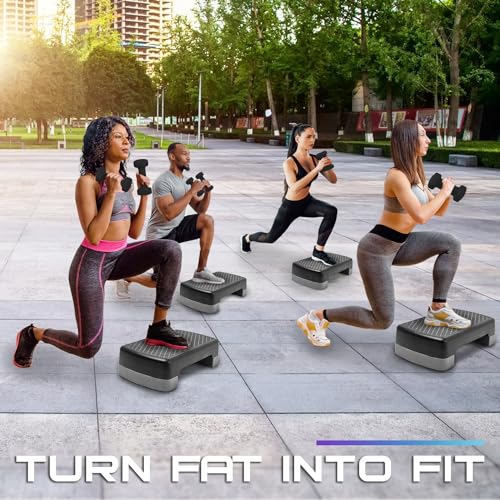 Adjustable Height Aerobic Exercise Step Platform with 2 Risers H726002