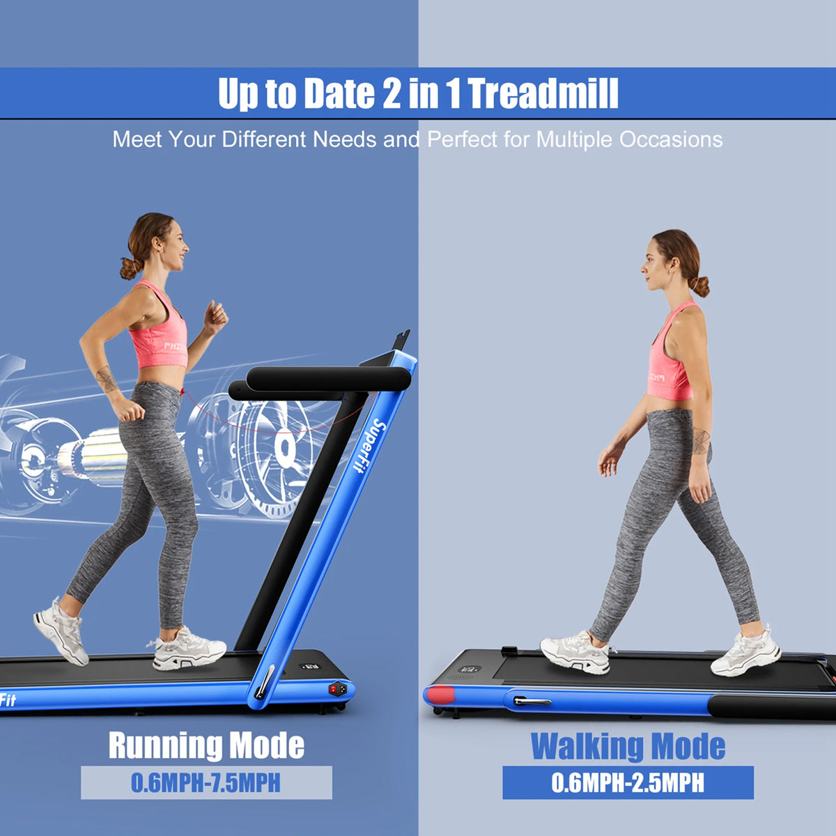 2.25HP Folding Treadmill with Remote Control Black L5116