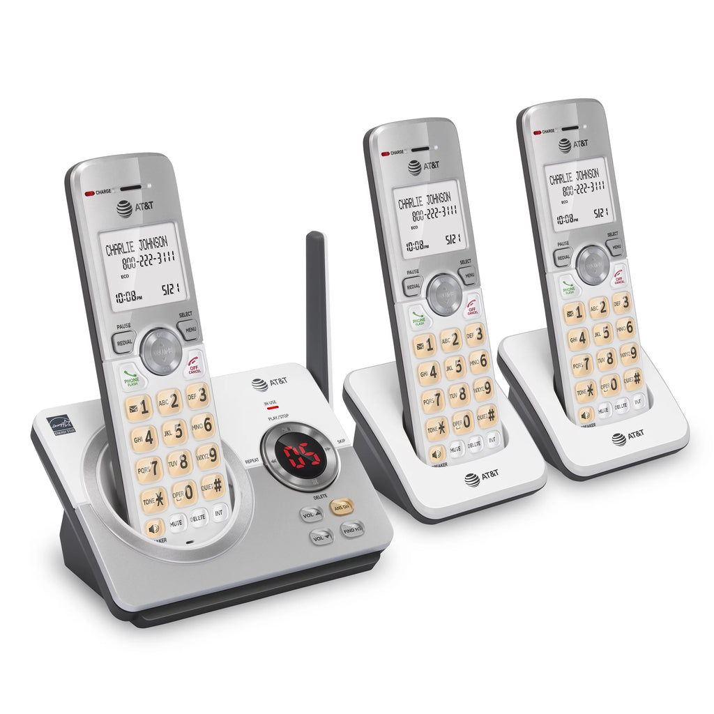 Expandable Cordless Phone with Answering System and Caller ID, 3 Handsets, White/Silver R416