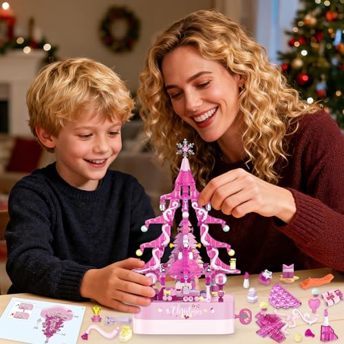 Christmas Tree Building Block Toy Set with Rotating Music Box F655982