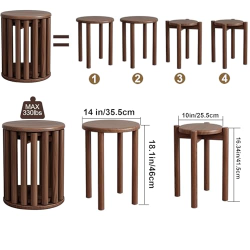 Stackable Stools Set of 4 Walnut Color U170