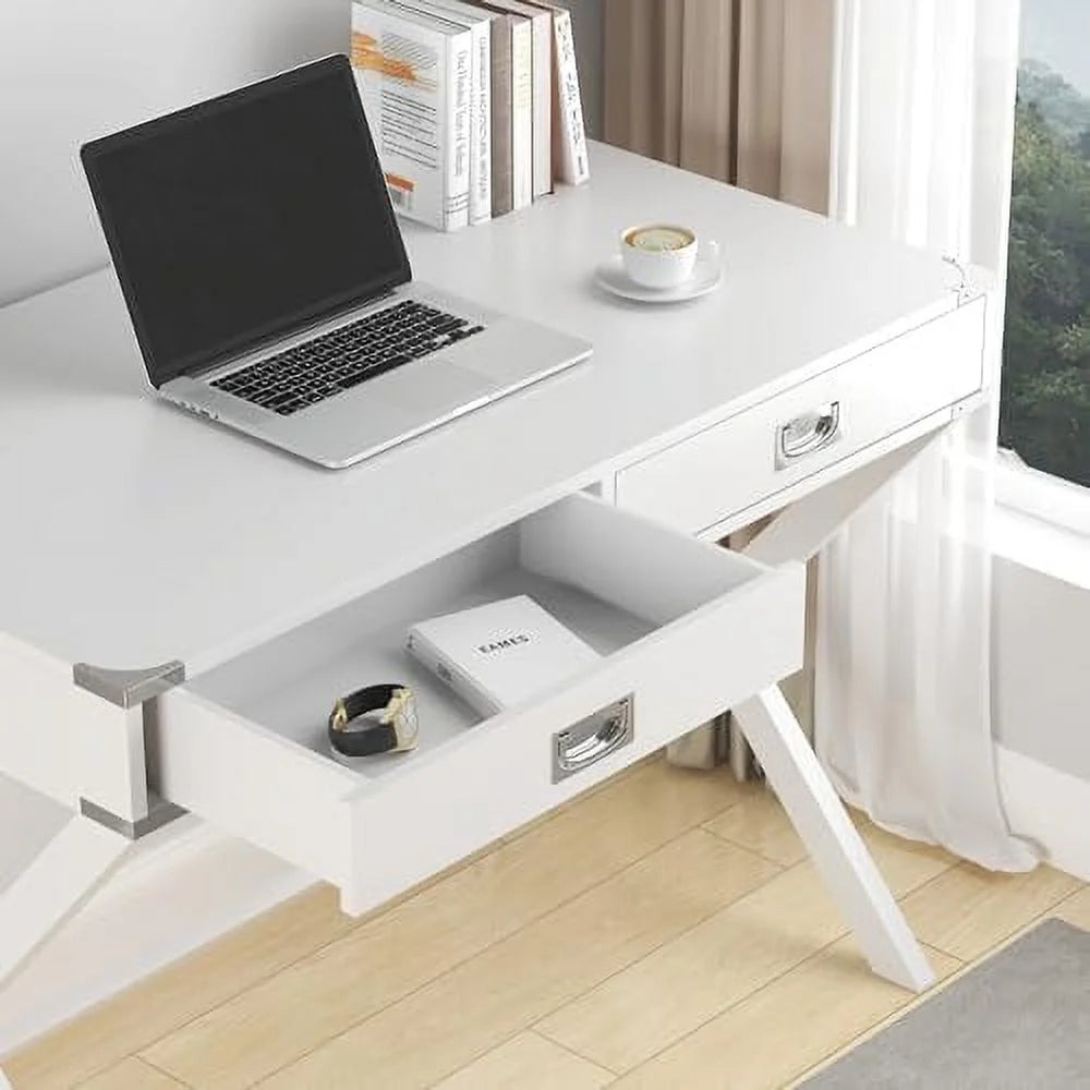 Small White Computer Desk with Drawer F3730