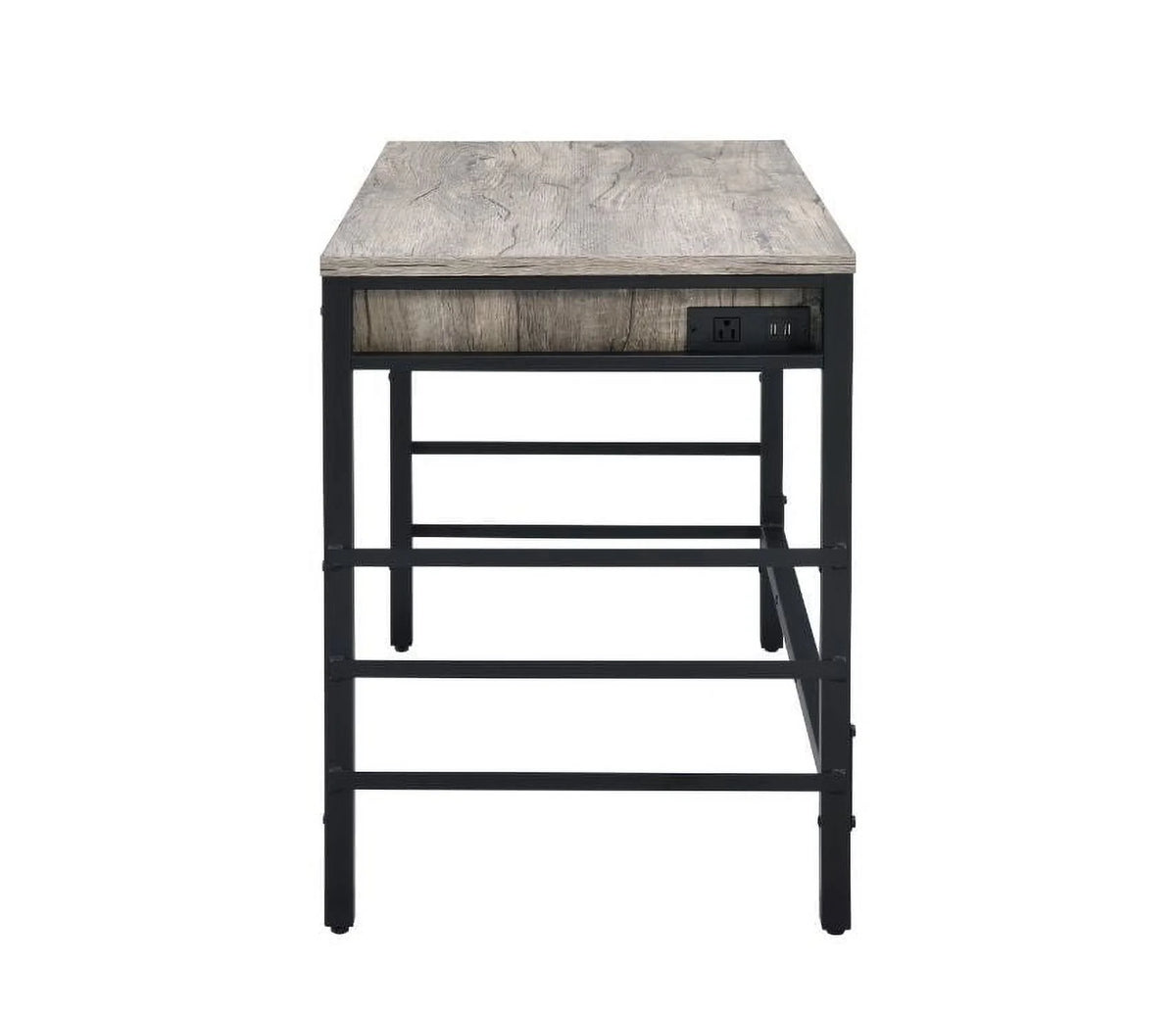 Light Weathered Oak Black Writing Desk B976