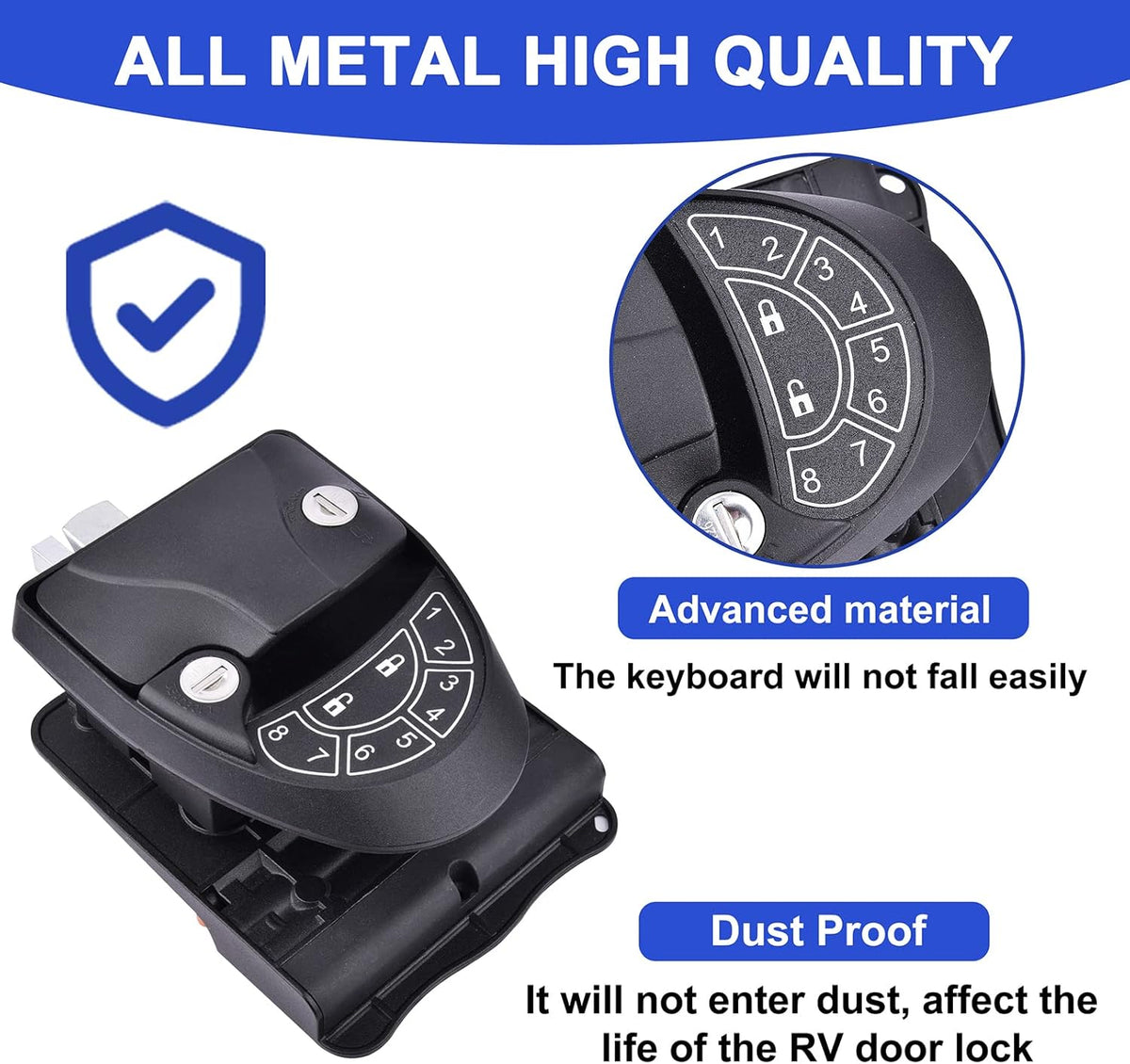 RV Keyless Entry Door Lock with Backlit Keypad E504