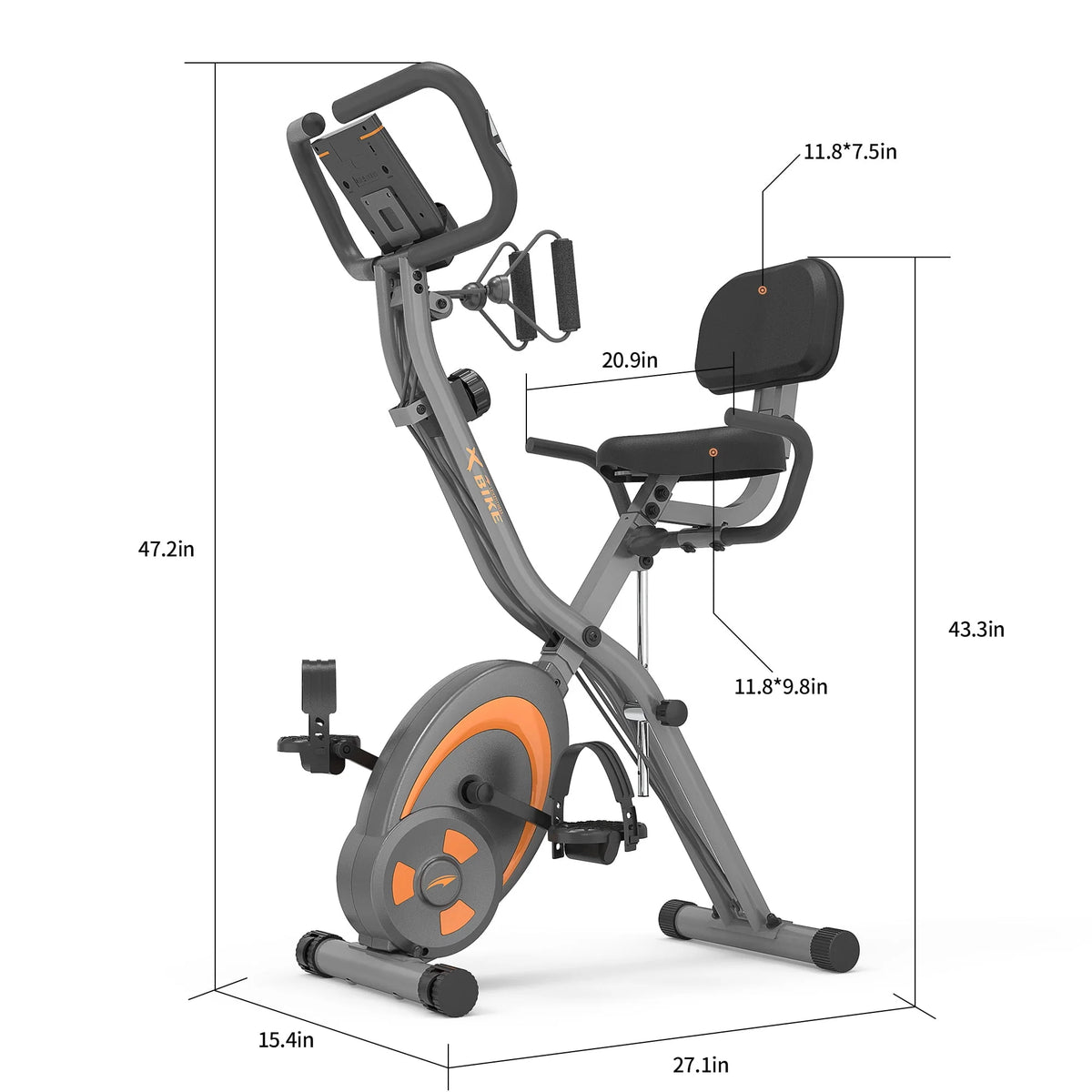 Folding Stationary Recumbent Exercise Bike with Resistance Bands O53799