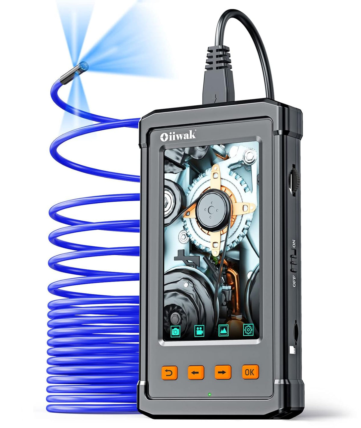 Triple Lens Industrial Endoscope Camera with 4.3'' IPS Screen 1080P HD Waterproof I40357