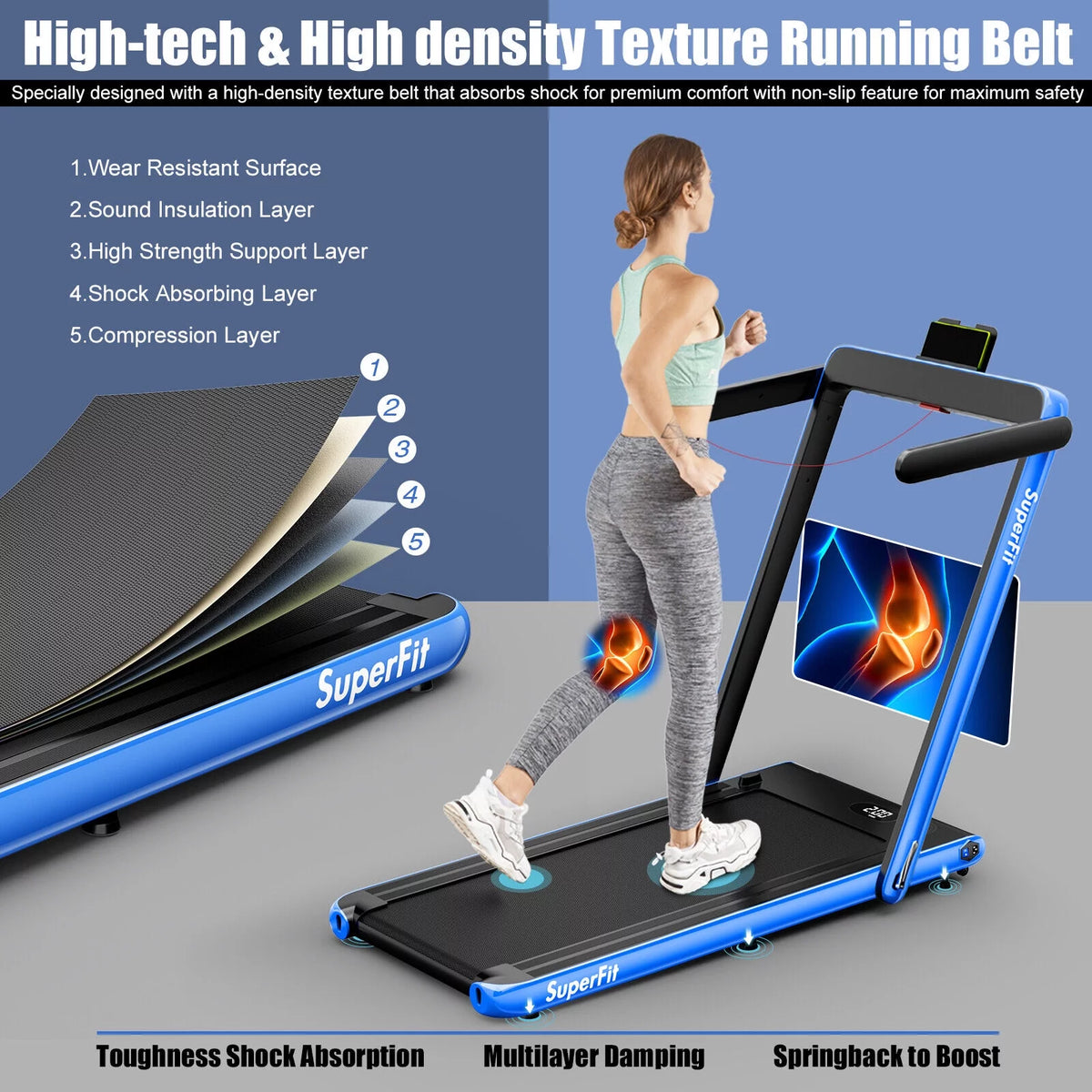 2.25HP Folding Treadmill with Remote Control Black L5116