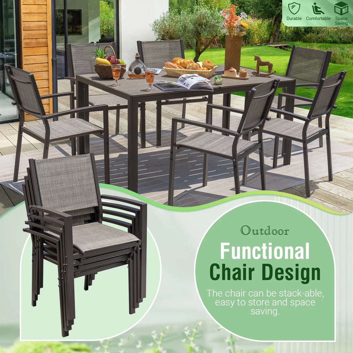 7 Pieces Patio Conversation Set Light Gray U4961
