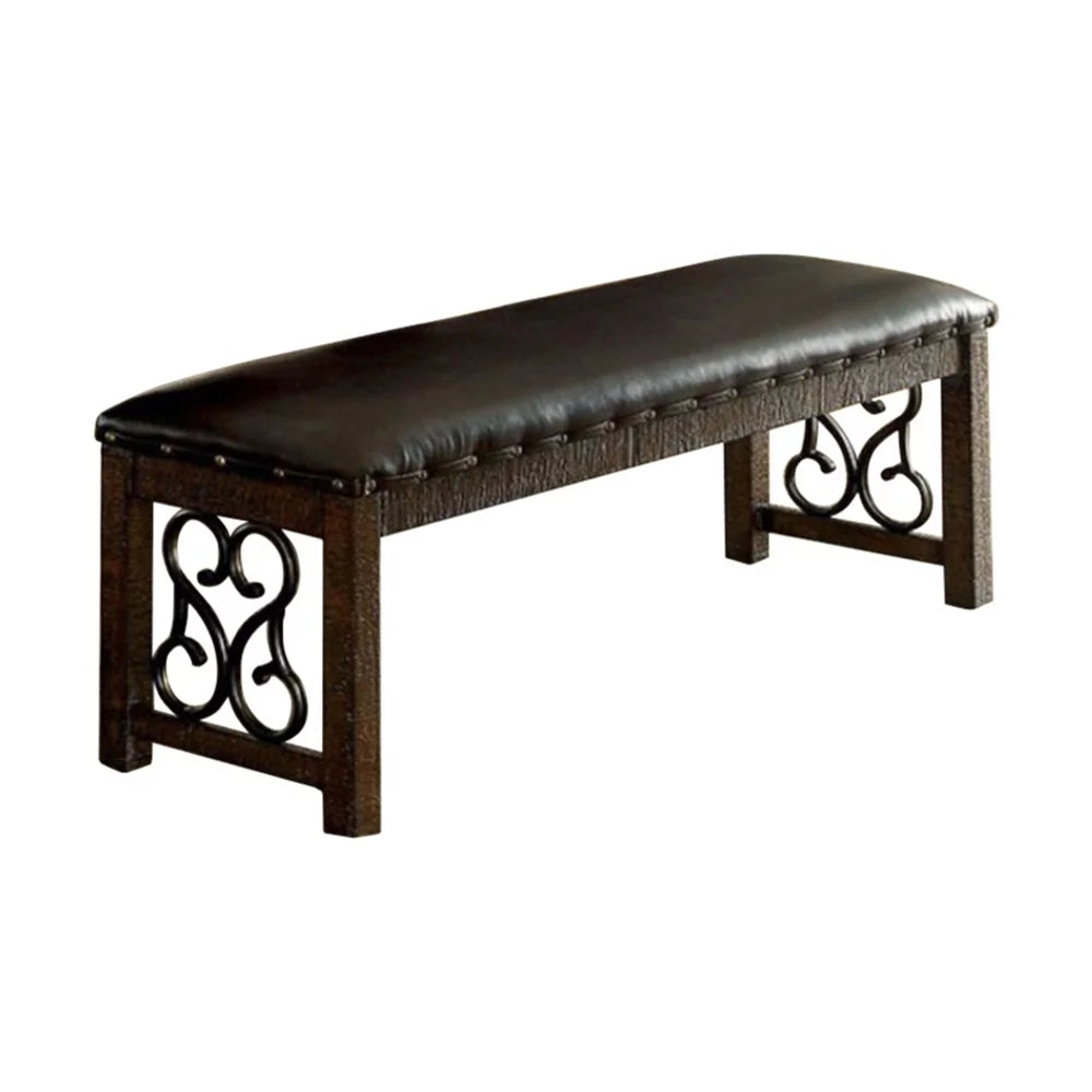 Rustic Walnut Brown Wooden Bench O601