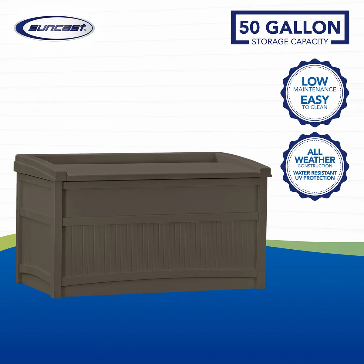 50 gal Resin Outdoor Storage Box with Seat R149896
