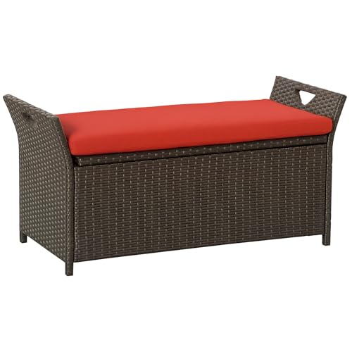29 Gallon Wicker Storage Bench with Cushion S7873