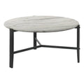 Round Faux White Marble and Black Coffee Table D509