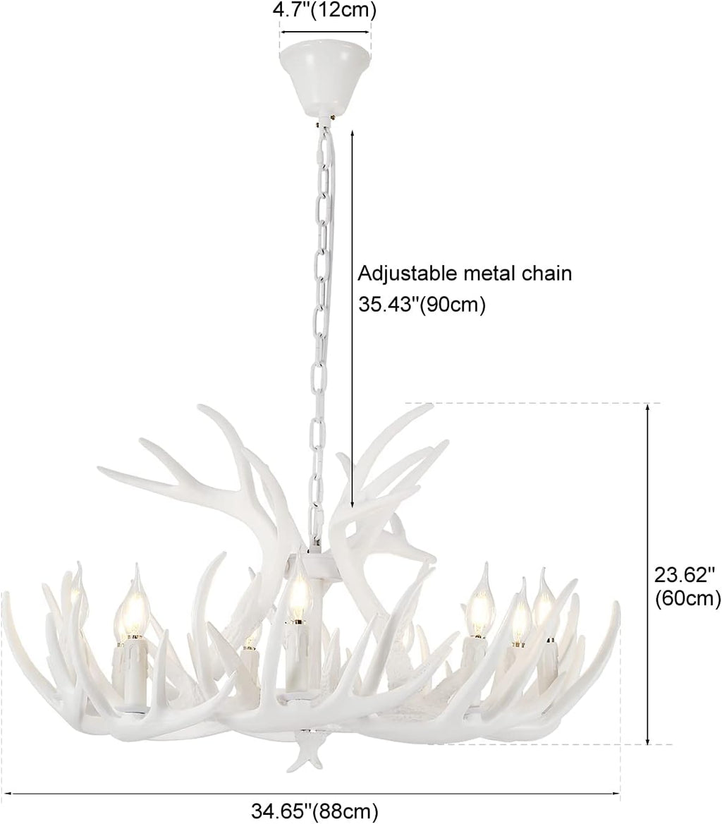 White Antler Chandelier 12 Antlers 9 Lights Y5561
