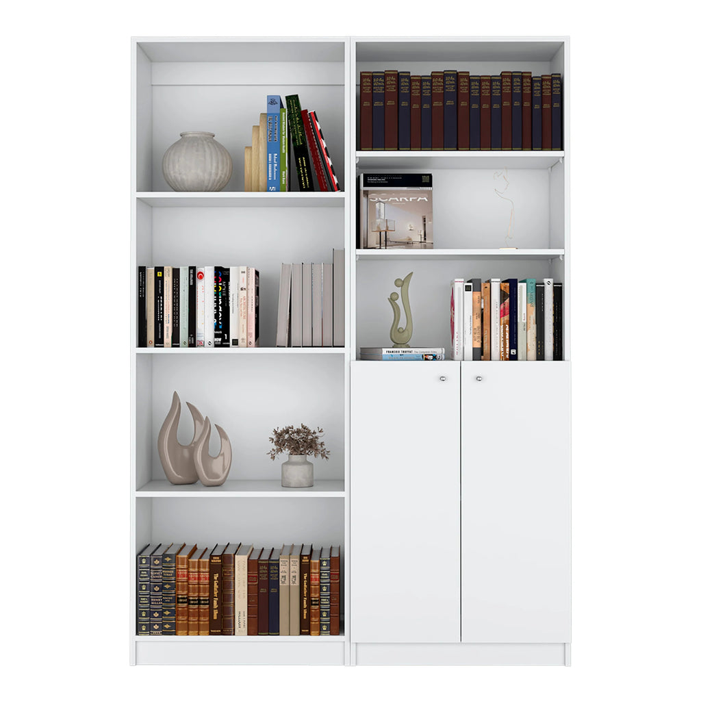 White 2 Piece Living Room Set with 2 Bookcases K301376