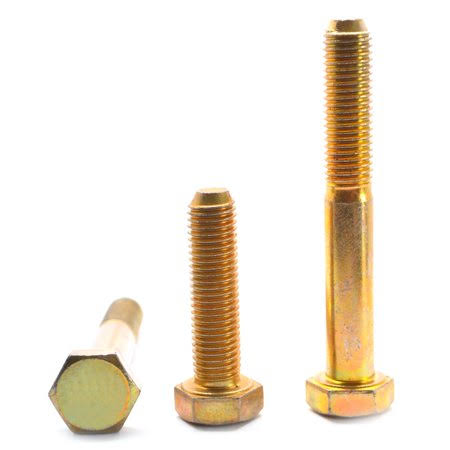 9/16 inch-12 x 4 1/2 inch Grade 8 Hex Cap Screw Alloy Steel Yellow Zinc Plated Pk 100 T758026