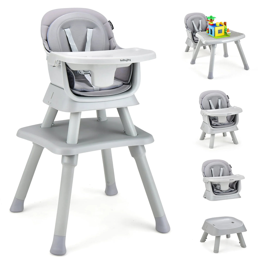 8-in-1 Convertible High Chair Booster Seat with Removable Tray Yellow Y853