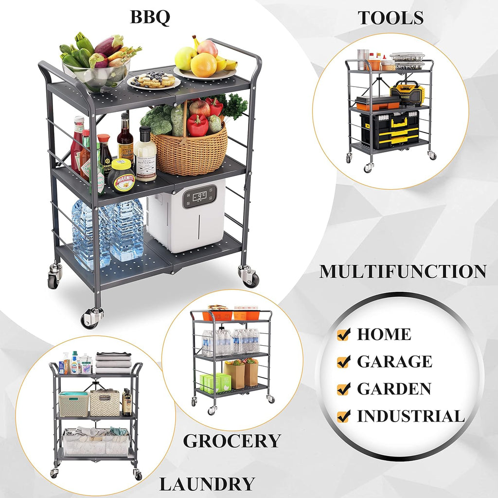 3 Tier Rolling Utility Cart with Wheels J74250