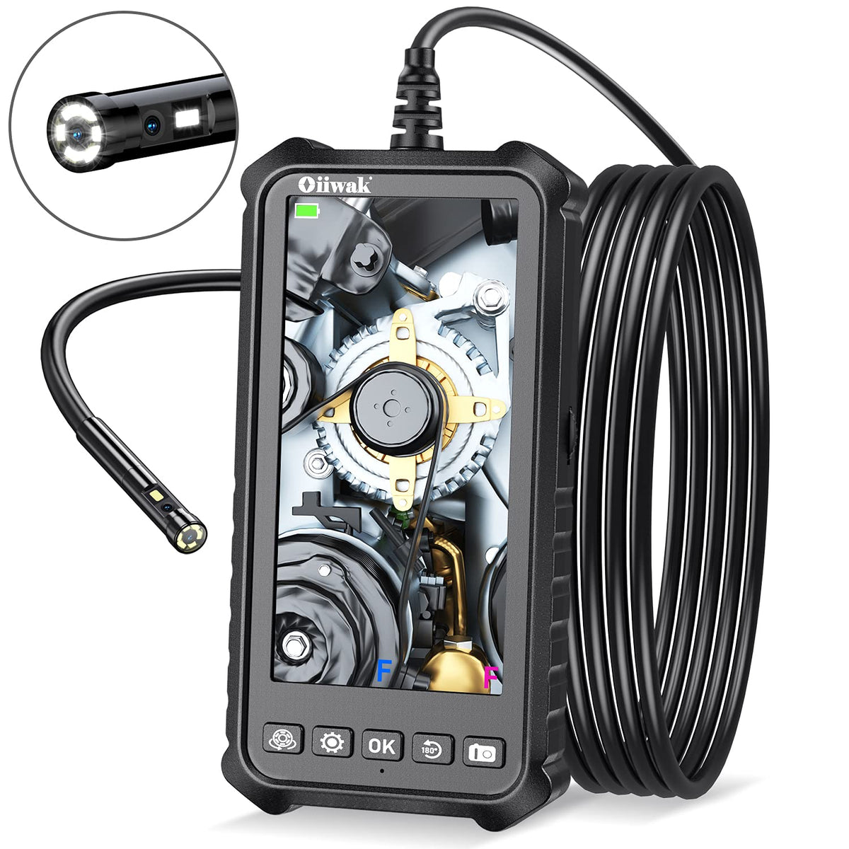 Triple Lens Industrial Endoscope Camera with 4.3'' IPS Screen 1080P HD Waterproof I40357