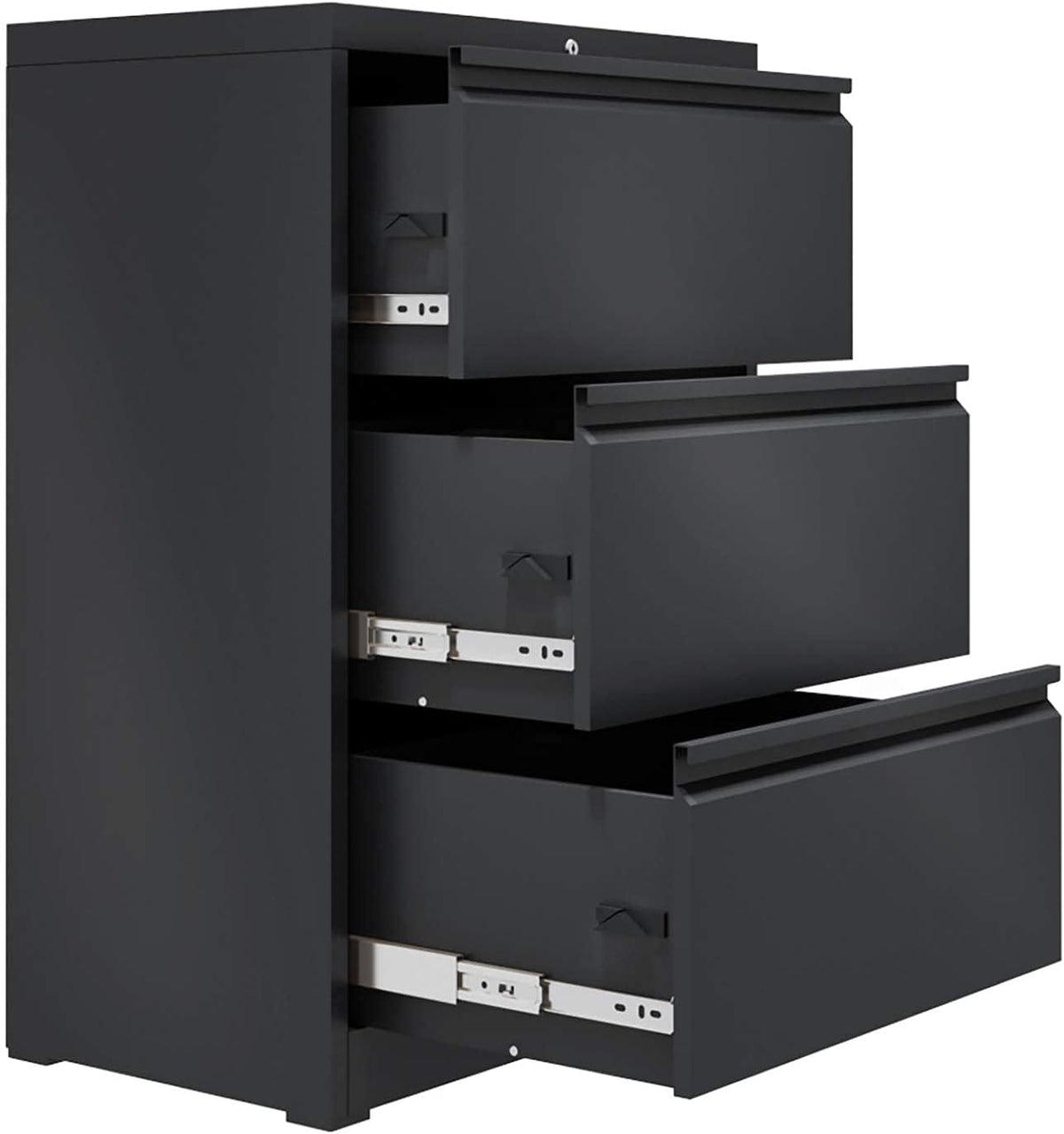Black 3 Drawer Metal Lateral Filing Cabinet U2107