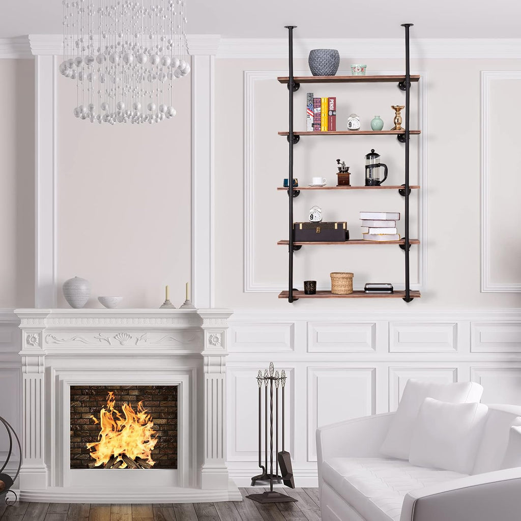 Iron Pipe Shelf Wall Mount 2 Pack 5 Tier Q55593