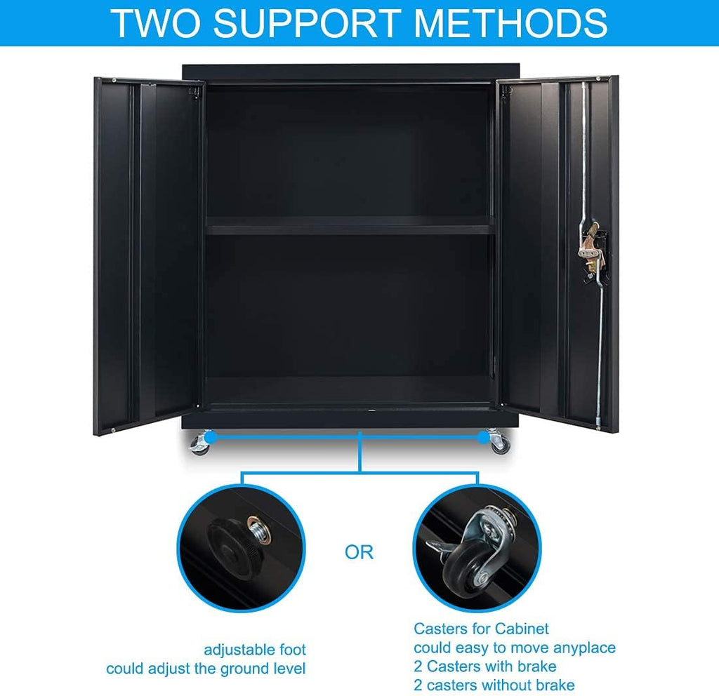 Black Metal Storage Cabinet with Wheels A17020
