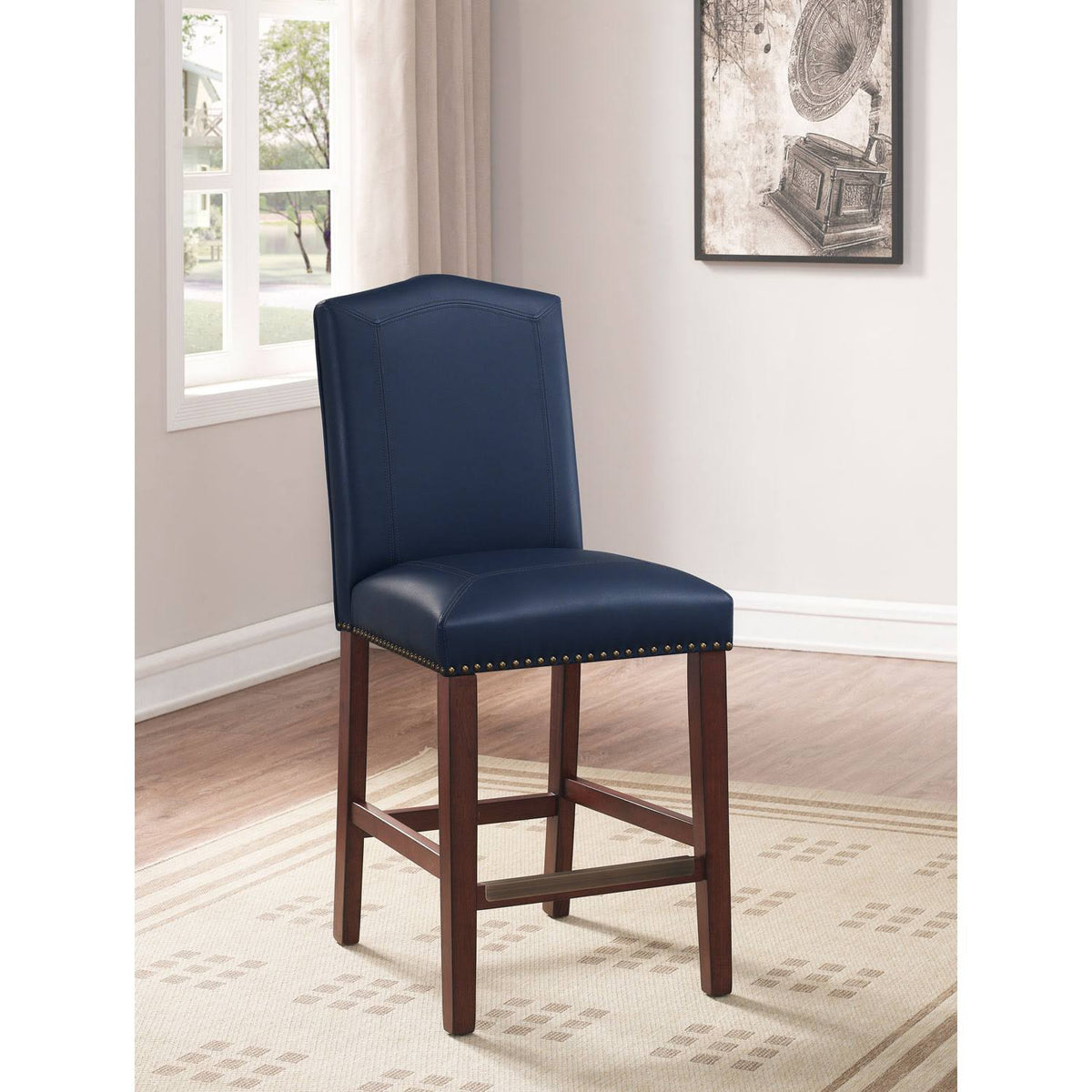 Navy Bonded Leather Counter Stool Z864