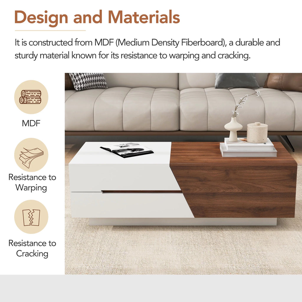 Extendable Coffee Table with Sliding Top and Storage Drawers A59539