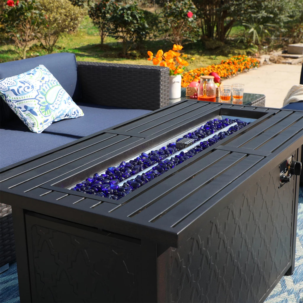 8 PCS Outdoor Patio Furniture Set with Fire Pit Table Y7701