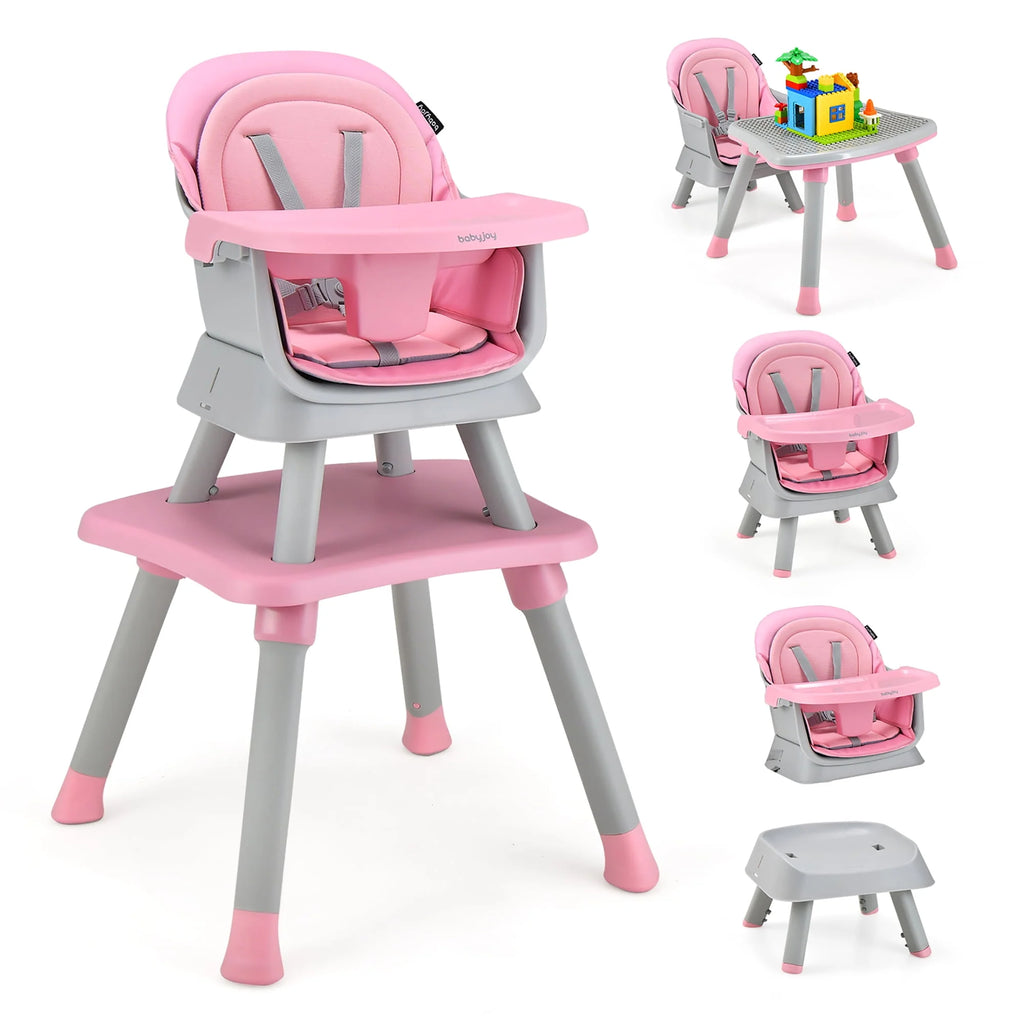 8-in-1 Convertible High Chair Booster Seat with Removable Tray Yellow Y853
