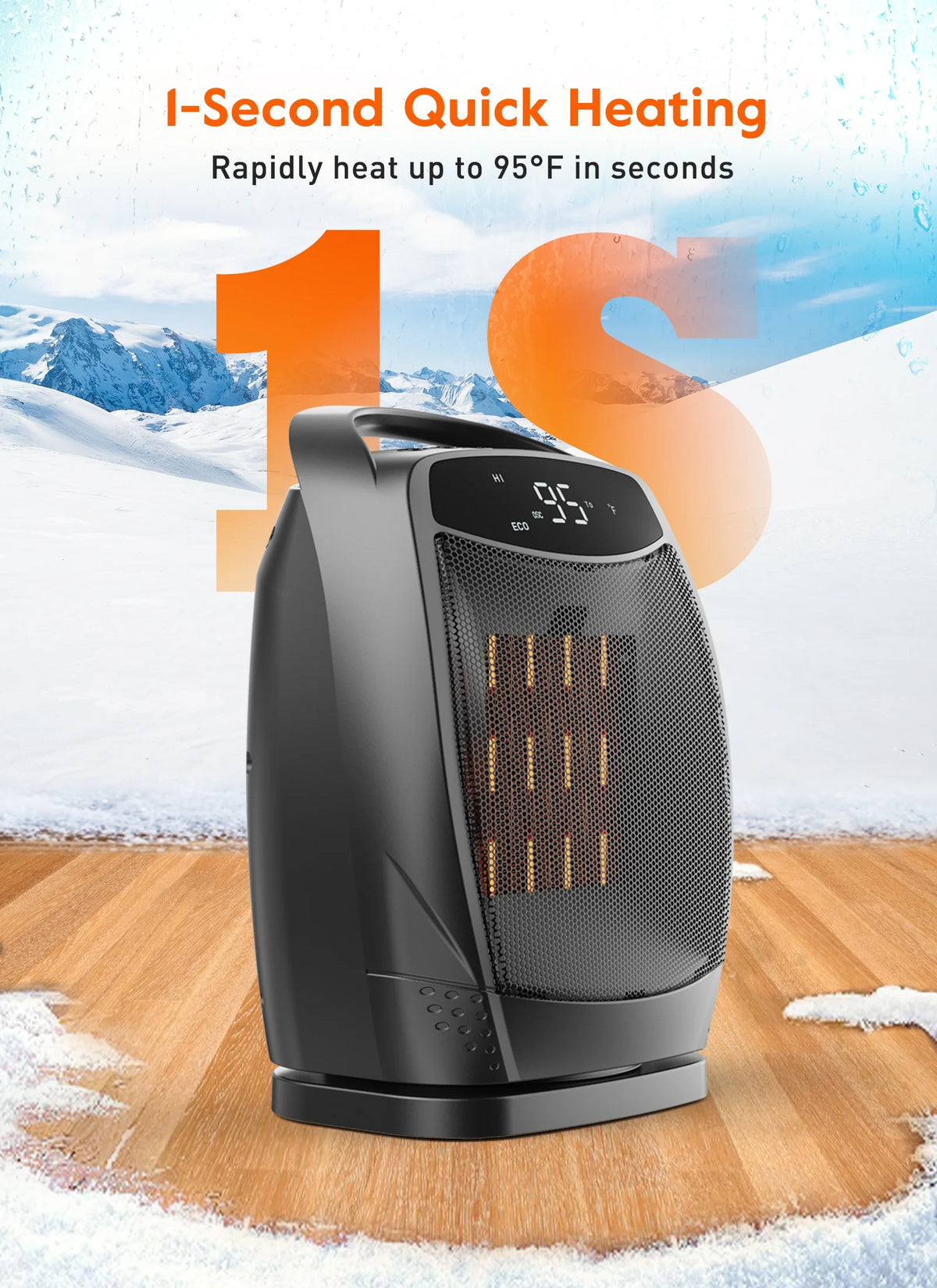 Portable 1500W Oscillating Ceramic Space Heater with Timer X5754