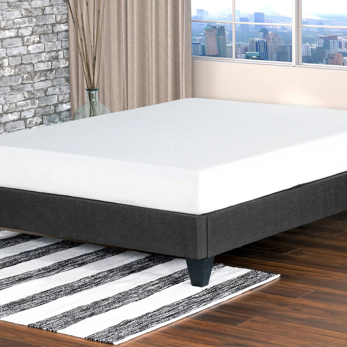 King Wood and Fabric Platform Bed Frame X861974