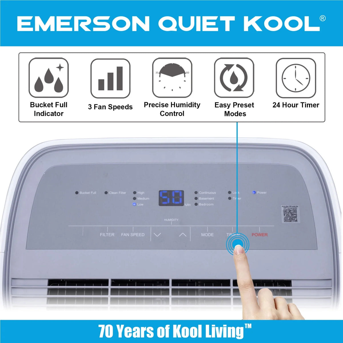 40 Pint Dehumidifier with Front-Access Collection Bucket & 24-Hour Timer G860