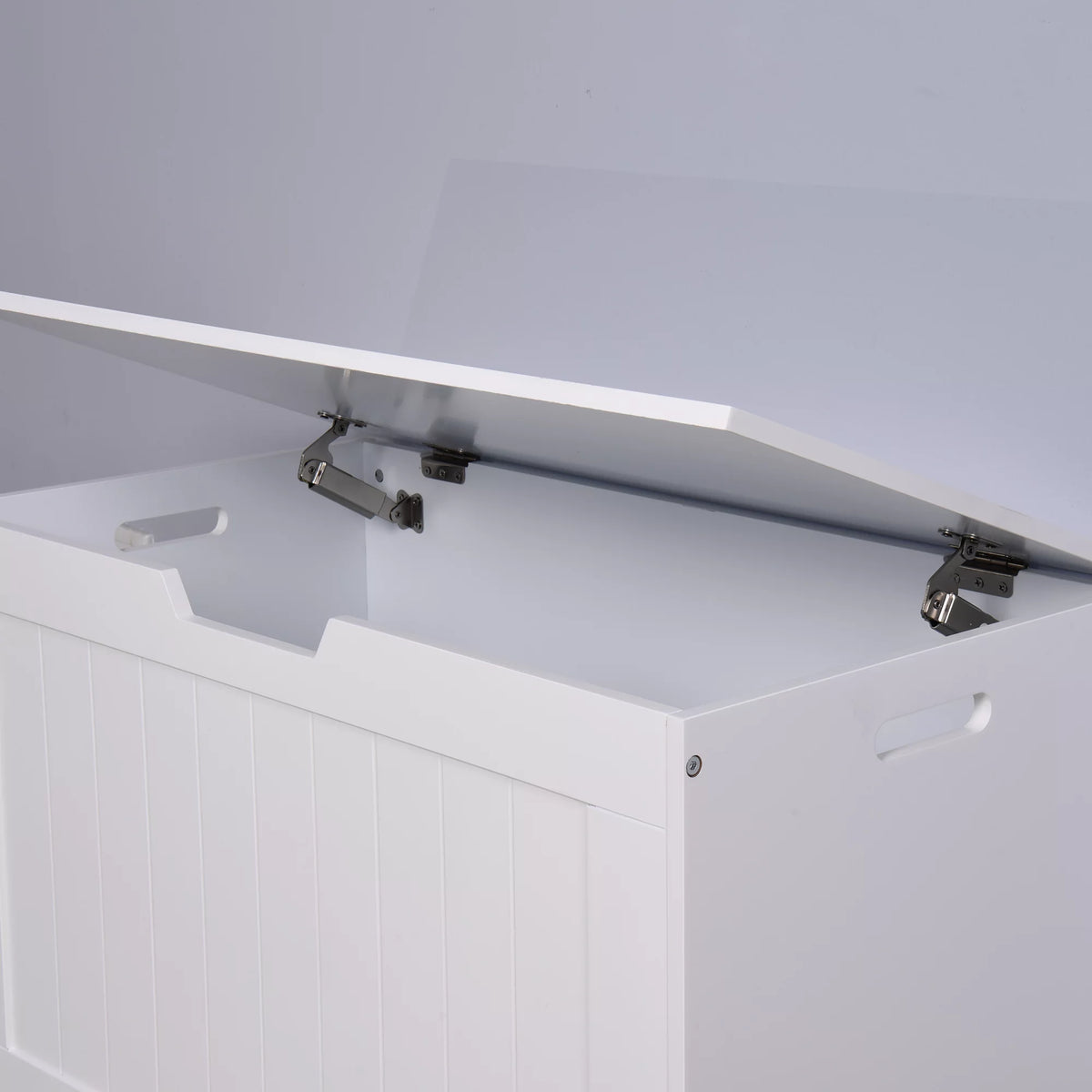 White Lift Top Storage Bench with Safety Hinge B508