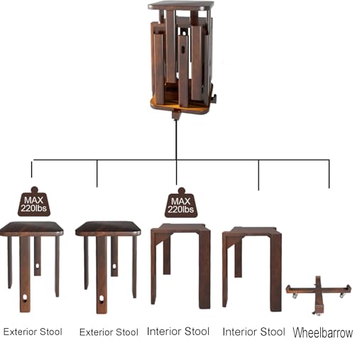 Stackable Stools Set of 4 Walnut Color U170