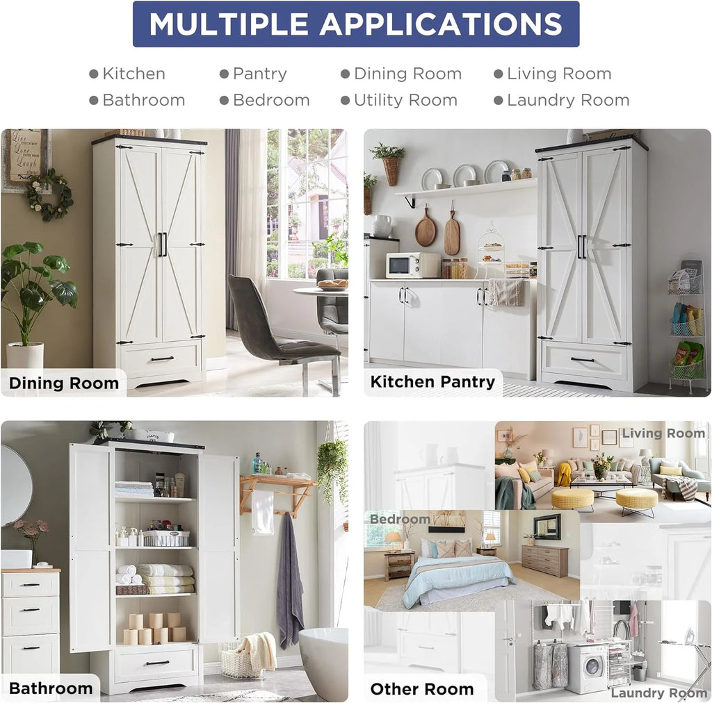 White 2-Door Storage Cabinet with Drawer W264