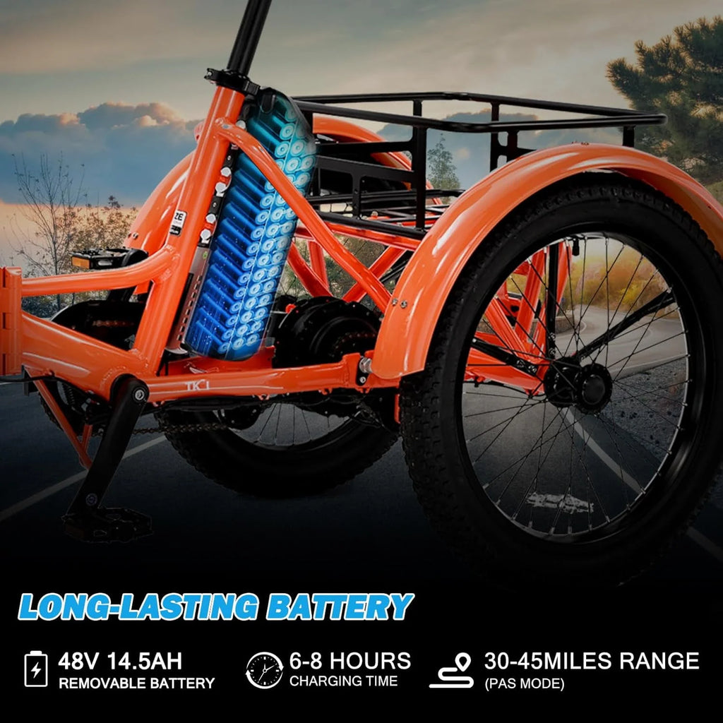 350W 7 Speed 3 Wheel Electric Tricycle with Rear Basket M575