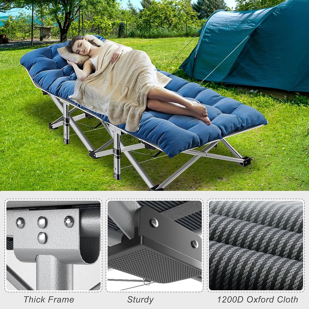Oversized XXL Folding Camping Cot with 2 Sided Mattress & Carry Bag N6320