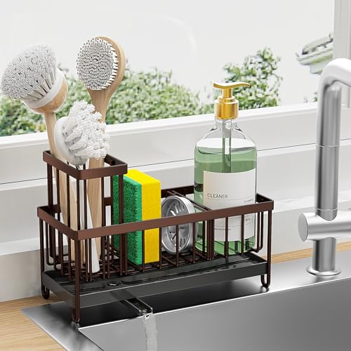 Kitchen Sink Sponge Holder with Brush Holder Stainless Steel F8777