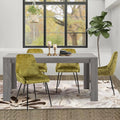 5-Piece Wooden Dining Table Set with 4 Velvet Green Chairs B834